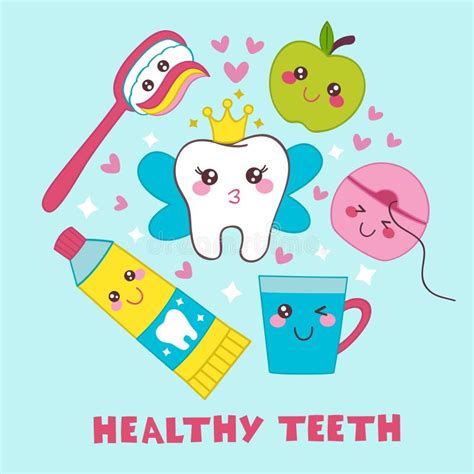 Dental Poster with Tooth Fairy Stock Vector - Illustration of floss ...