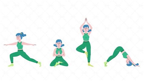 Characters In Yoga Poses - Graphics | Motion Array