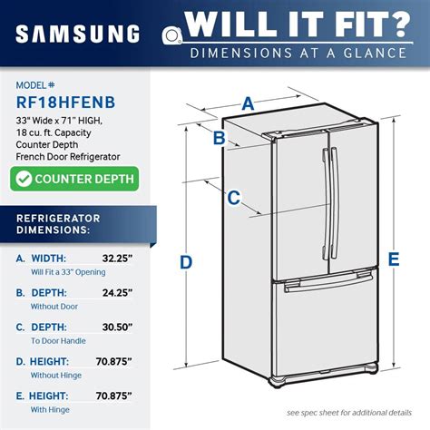 Samsung 17.5 Cu. Ft. French Door Counter-Depth Refrigerator Stainless steel RF18HFENBSR/US ...