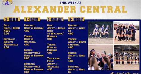 Alexander Central Athletics Schedule For The Week