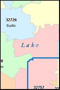 LAKE County, Florida Digital ZIP Code Map