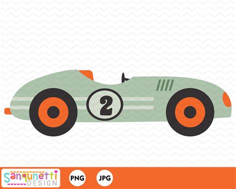 Retro race car clipart transportation digital art instant | Etsy