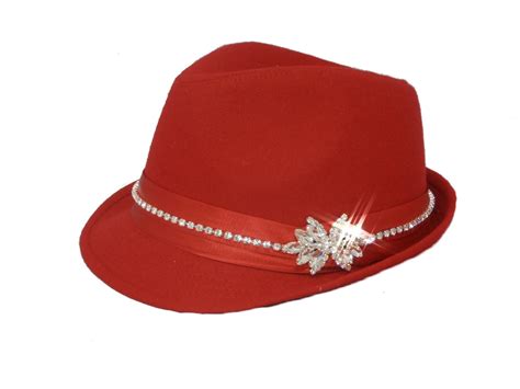 Red womens bling fedora hat by Timetwochange on Etsy