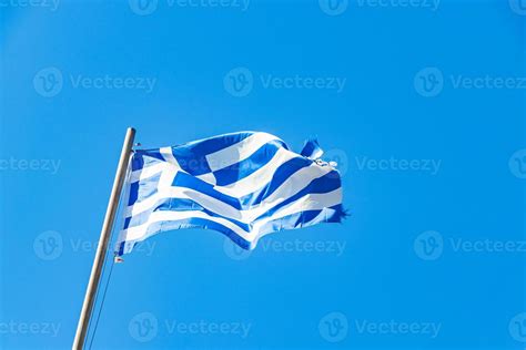 Greek blue white flag with blue sky background Rhodes Greece. 3461536 ...