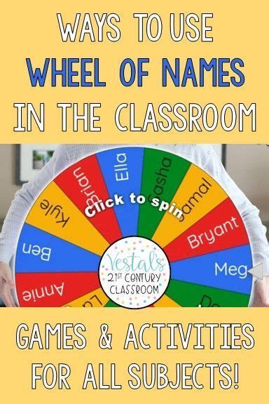 a wheel of names in the classroom with text overlay that reads, ways to use wheel of names in ...