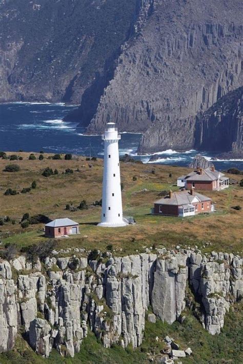 The Tasman Island Lighthouse is off the coast of south-eastern Tasmania ...