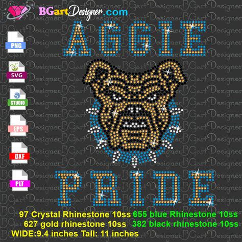 lllᐅNC A&T Aggie Pride bulldog Rhinestone - best football rhinestone files