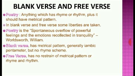 Blank Verse and Free Verse - YouTube