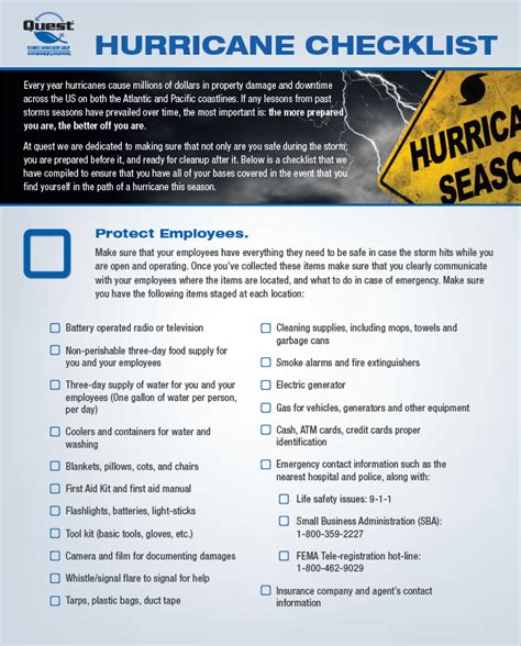 Hurricane Preparedness Checklist