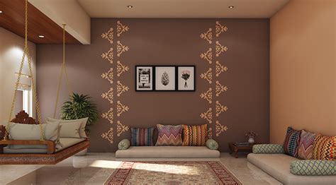 Orange Colour Combination Baithak Living Room