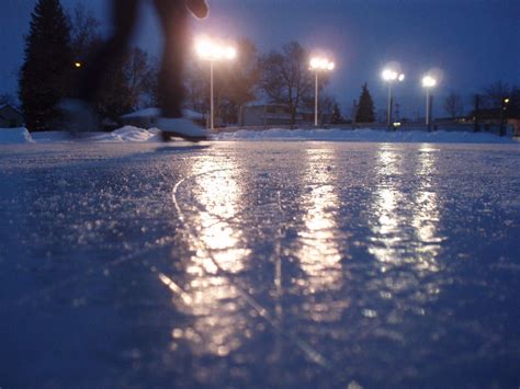 Outdoor Hockey Rink At Night