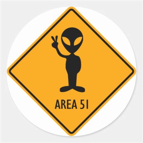 Aliens Area 51 Roswell Yellow Diamond Warning Sign Stickers | Zazzle