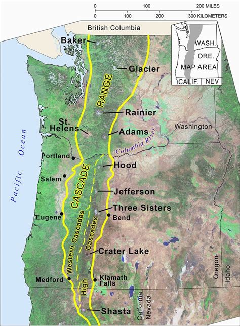 Cascade Mountains oregon Map | secretmuseum