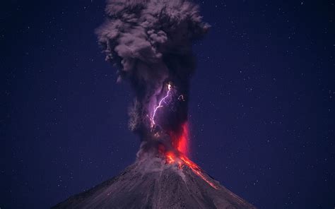 HD wallpaper: volcano, lightning, Chile, motion, exploding, illuminated ...