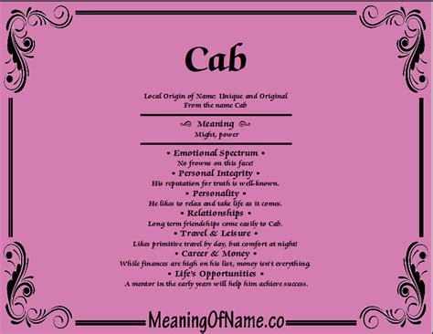 Cab - Meaning of Name