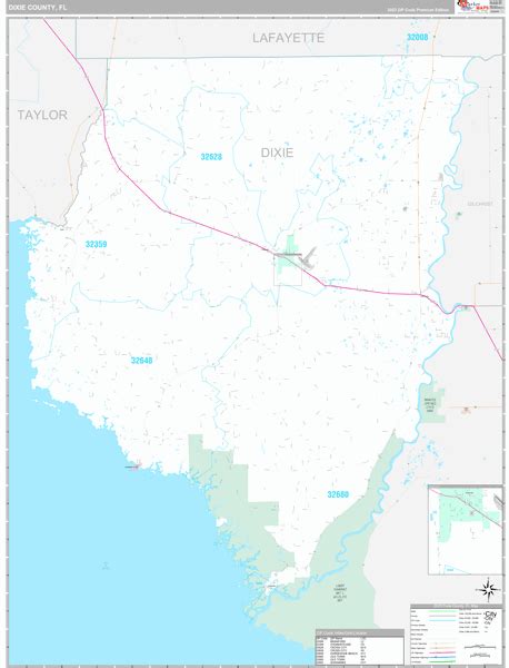 Dixie County, FL Wall Map Premium Style by MarketMAPS - MapSales