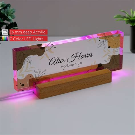 Name Block for Desk - 7 Color LED Name Plate - Flower Name Light - New ...