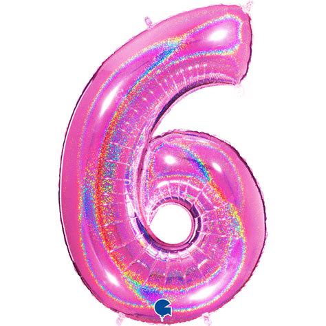 Glitter Fuchsia Pink Number 6 Balloons | 40 inch | partyHAUS