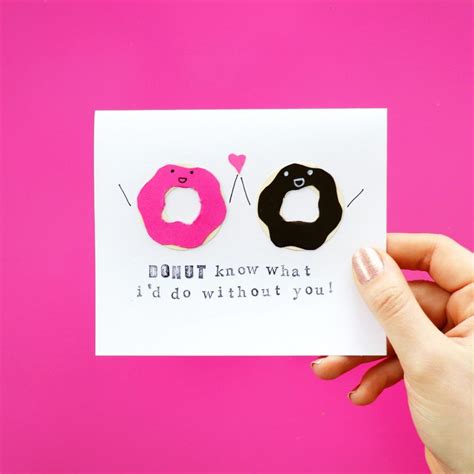 DIY Donut Food Pun Valentine's Day Card | Cute Funny Easy Handmade ...