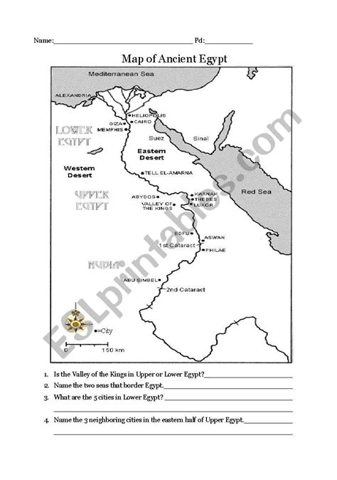 Ancient Egypt map - ESL worksheet by monsone