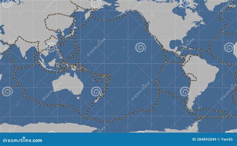 Pacific Plate - Boundaries. Contour Map Stock Illustration ...