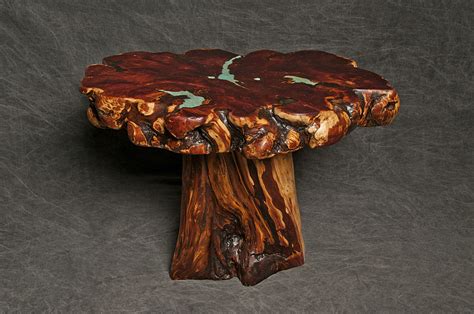 Buy Hand Made Cedar Burl End Table With Turquoise Inlay, made to order from Dancing Cedar ...