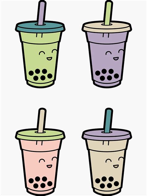 "Bubble Tea - Cute Kawaii Boba Tea Flavors" Sticker by BobaTeaMe | Redbubble Tea Flavors, Paper ...