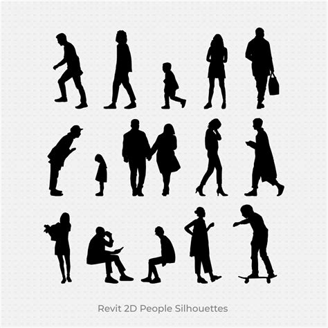 Revit 2D People Silhouettes Black and White (Pack of 15) | Download | Revit Dynamo | Silhouette ...