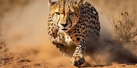 cheetah in mid-sprint, muscles tensed, chasing an antelope in the savanna Stock-Foto | Adobe Stock