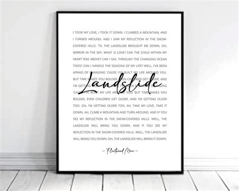 Landslide Lyrics, Fleetwood Mac Print, Stevie Nicks, Fleetwood Mac Poster, Stevie Nicks Poster ...