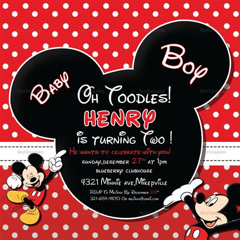 Mickey Mouse Birthday Invitation Template