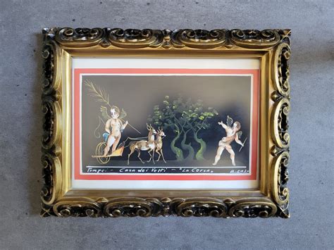 Vintage Italian Wall Art by Antonio Caso Small Painting of Chariots ...