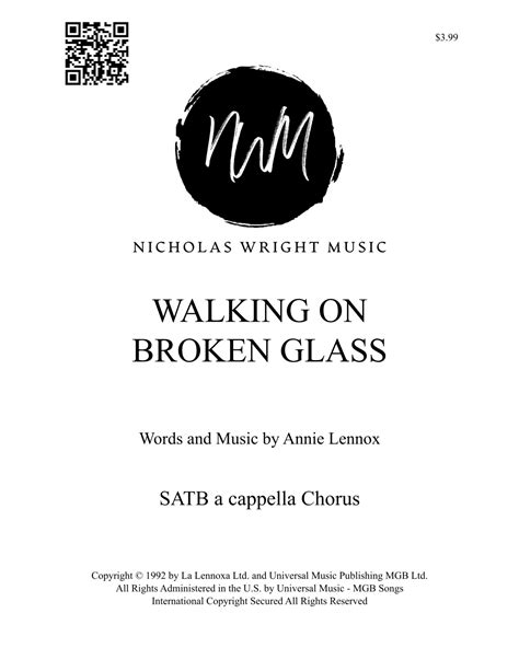 Walking On Broken Glass (arr. Nicholas Wright) by Annie Lennox Sheet Music for SATB Choir at ...