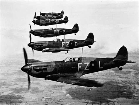 Spitfire F Mk.1. Six aircraft of 65 Squadron Spitfire F Mk.1. Six ...