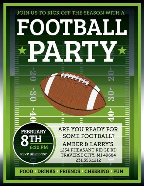 Football Party Invitation Template Free Elegant Football Invitation Superbowl Tail… | Super bowl ...