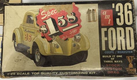 VINTAGE AMT 1960's MODEL CAR KIT '36 FORD 3-IN-1 * ROADSTER, COUPE or STOCK * OB | #1856559148