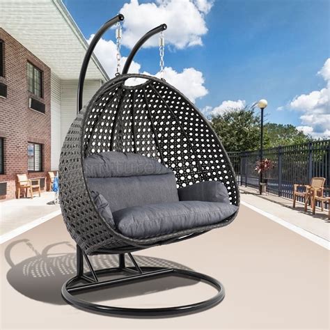 Wicker Hanging Double Egg Swing Chair ESC57CBU by LeisureMod