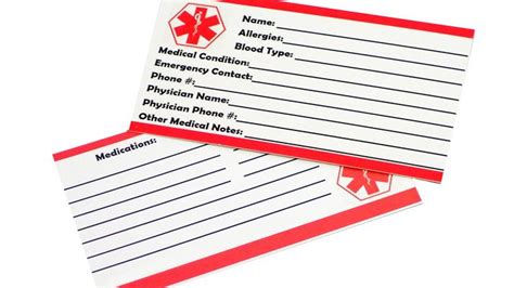 Free Printable Medical ID Wallet Cards | Top Ten Reviews