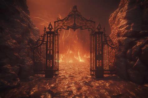 illustration of sinful curse hell gate with smoke and flame 24495461 ...