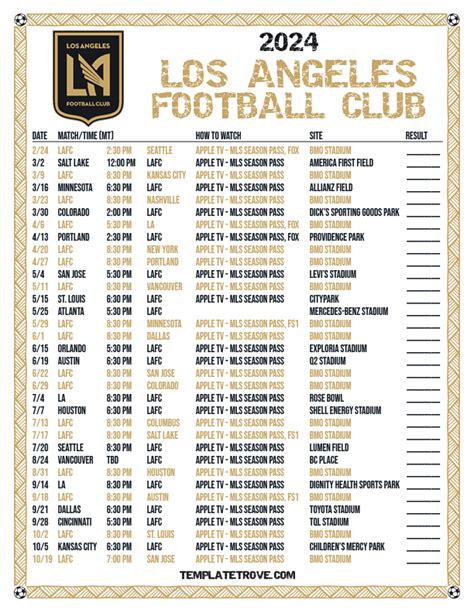 Printable2024 Los Angeles Football Club Soccer Schedule - Worksheets ...