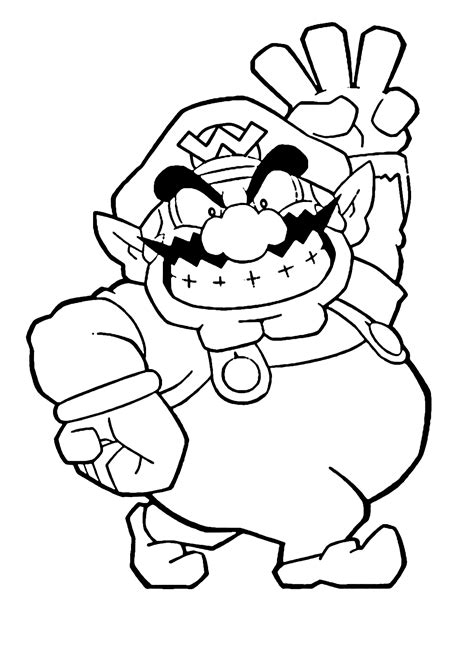 Funny Wario Coloring Page - Free Printable Coloring Pages