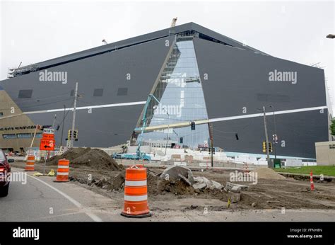 Construction in progress of the Minnesota Vikings football stadium July ...