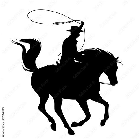 Cowboy On Horse Silhouette Lasso