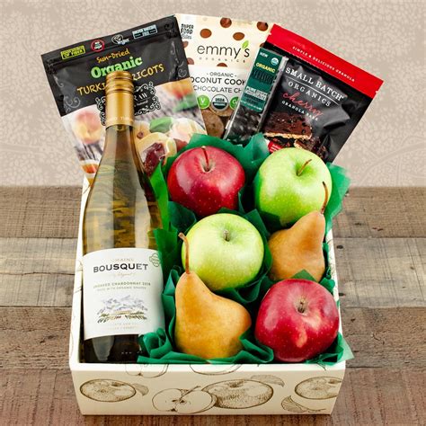 Multiple Brands + Happy & Healthy Organic White Wine, Fruit & Snax Gift Box