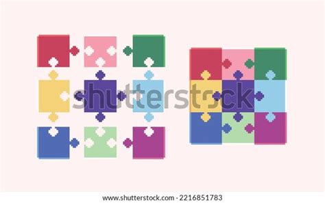 Puzzle Game Pixel Art Set Colorful Stock Vector (Royalty Free ...