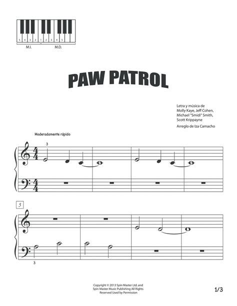 Paw Patrol Theme (arr. Iza Camacho F.) Sheet Music | Molly Kaye | Piano Solo