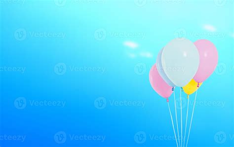 ballons on blurred blue sky with cloud background, holiday concept ...