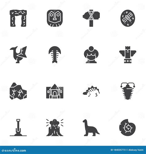 Archaeological Excavations Vector Icons Set Stock Vector - Illustration of ancient, dinosaur ...