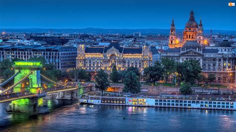 Budapeszt, Wieczór, Węgry, Panorama