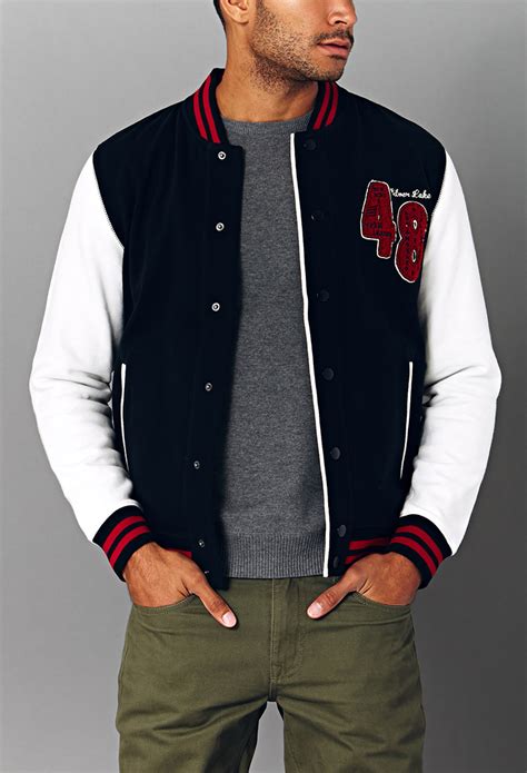 Lyst - Forever 21 East Coast Varsity Jacket in Black for Men